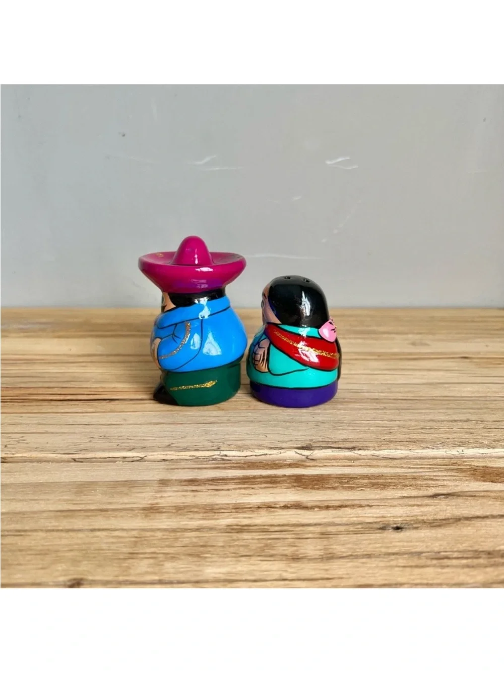 Mexican Pottery Salt And Pepper Shakers With Under Plate